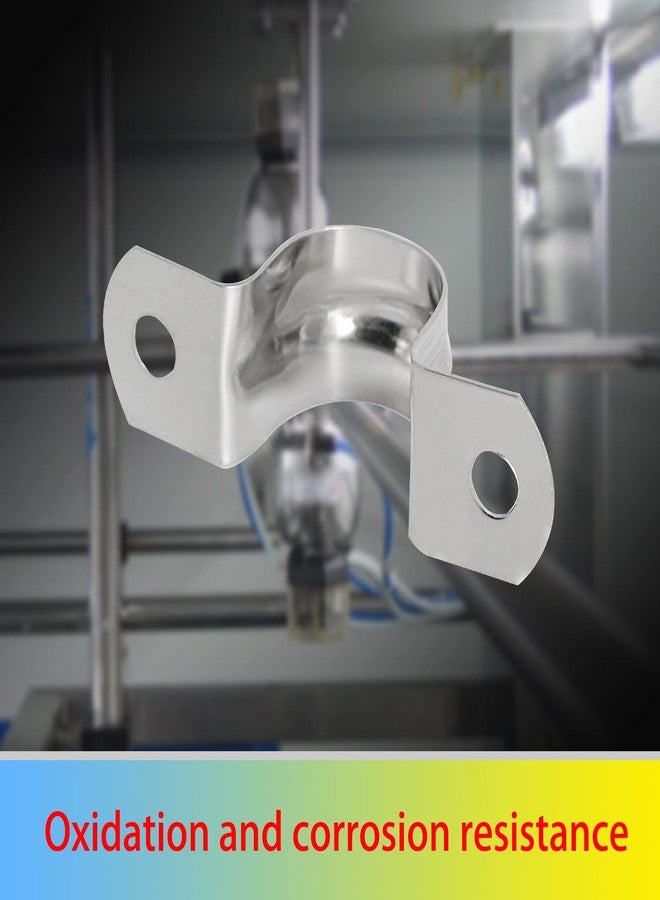 Aopin 20mm Rigid Pipe Strap Clamp 2 Holes Strap U Bracket Tube Strap Tension Clips 201 Stainless Steel, for Pipe Fixing, Silver, 100Pcs - Image 4